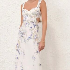 NWOT Zimmermann Natura Midi Dress Blue Birds Size 2
